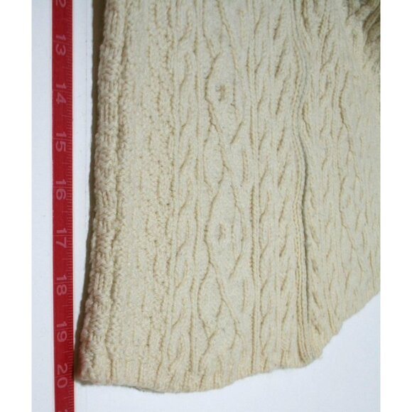Inis Crafts Merino Wool Zip Cardigan Womens S Cream Cable Knit Ireland Heritage - Picture 6 of 7